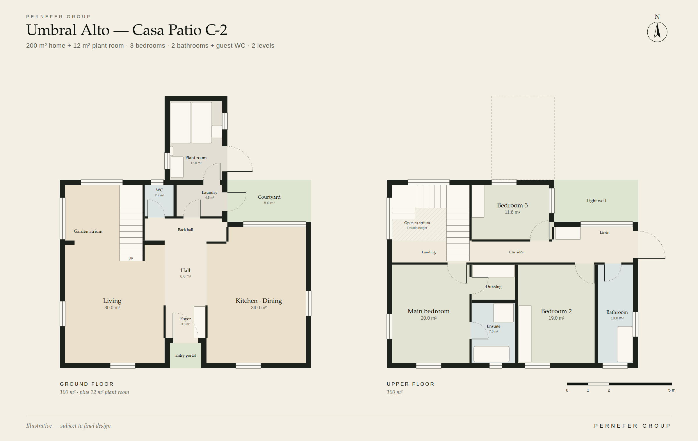 Illustrative floor plan of Casa Patio C-2.